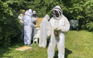 MO Hives Beekeepers tend to the hive